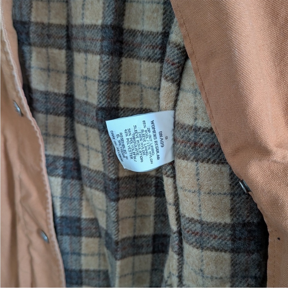 Vintage 90s flannel lined LLbean pumpkin orange barn coat chore jacket rare - Picture 4 of 8